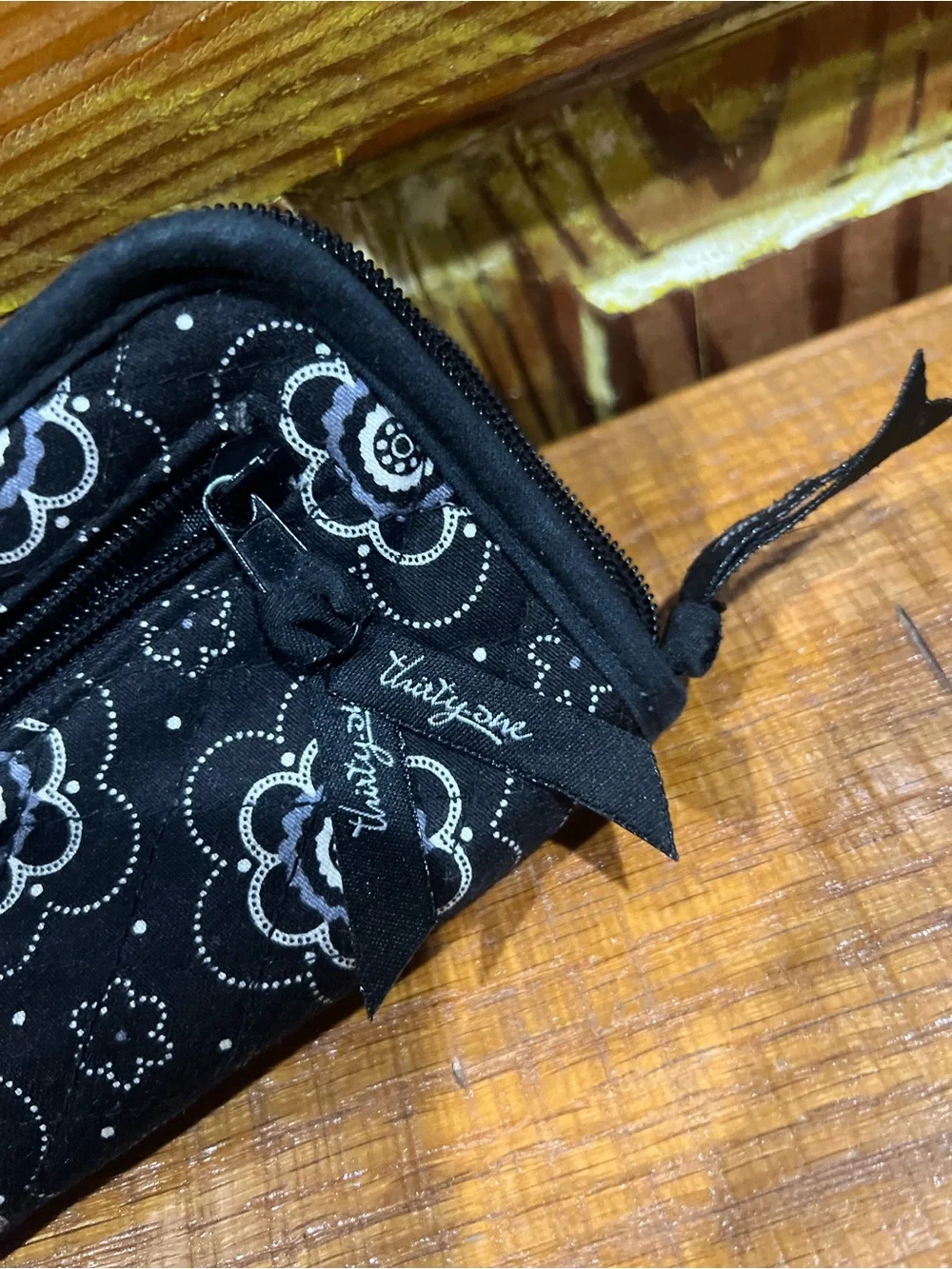 thirty-one Black Floral Zip-Around Wallet